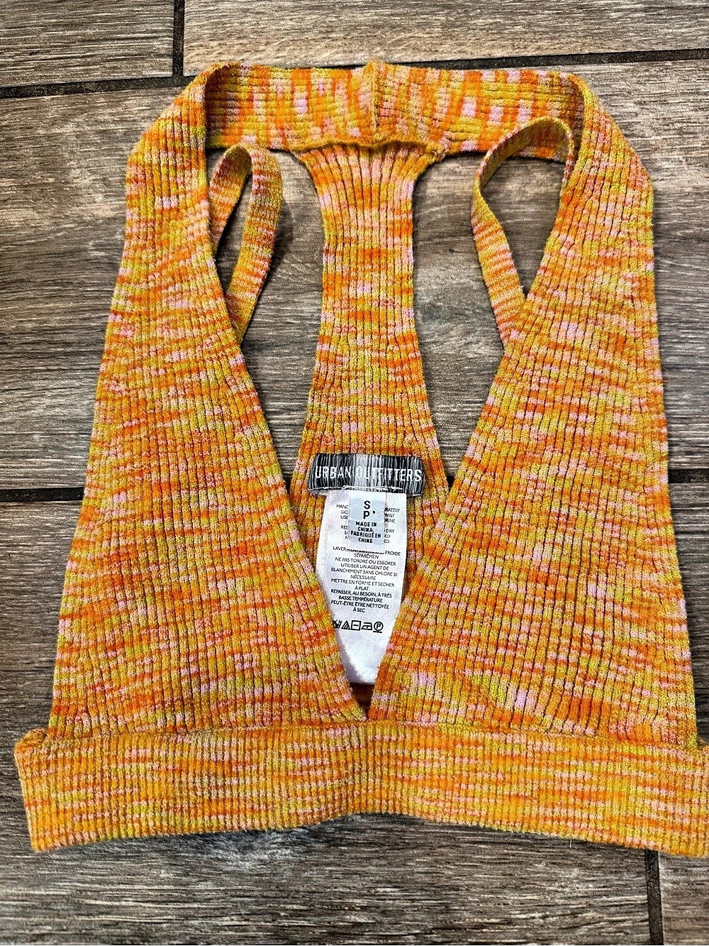 Urban Outfitters Ribbed Crop Tank in Orange & Pink Size Small